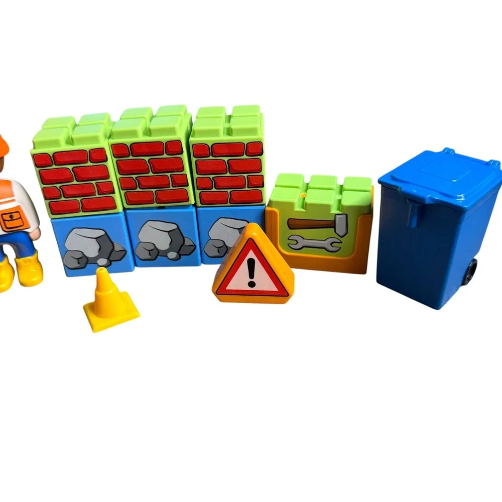 Playmobil‎ 123 Construction Sanitation Figures Blocks Set 70126 6775 9122 Lot